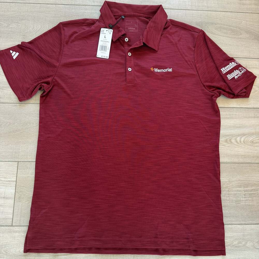adidas Golf Striated Polo Mens L Burgundy